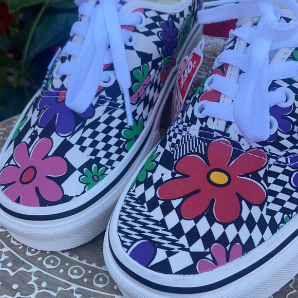 New Retro Vans Authentic 90’s Vintage Colorful FLOWER POWER Low Top Sneakers - Picture 14 of 16